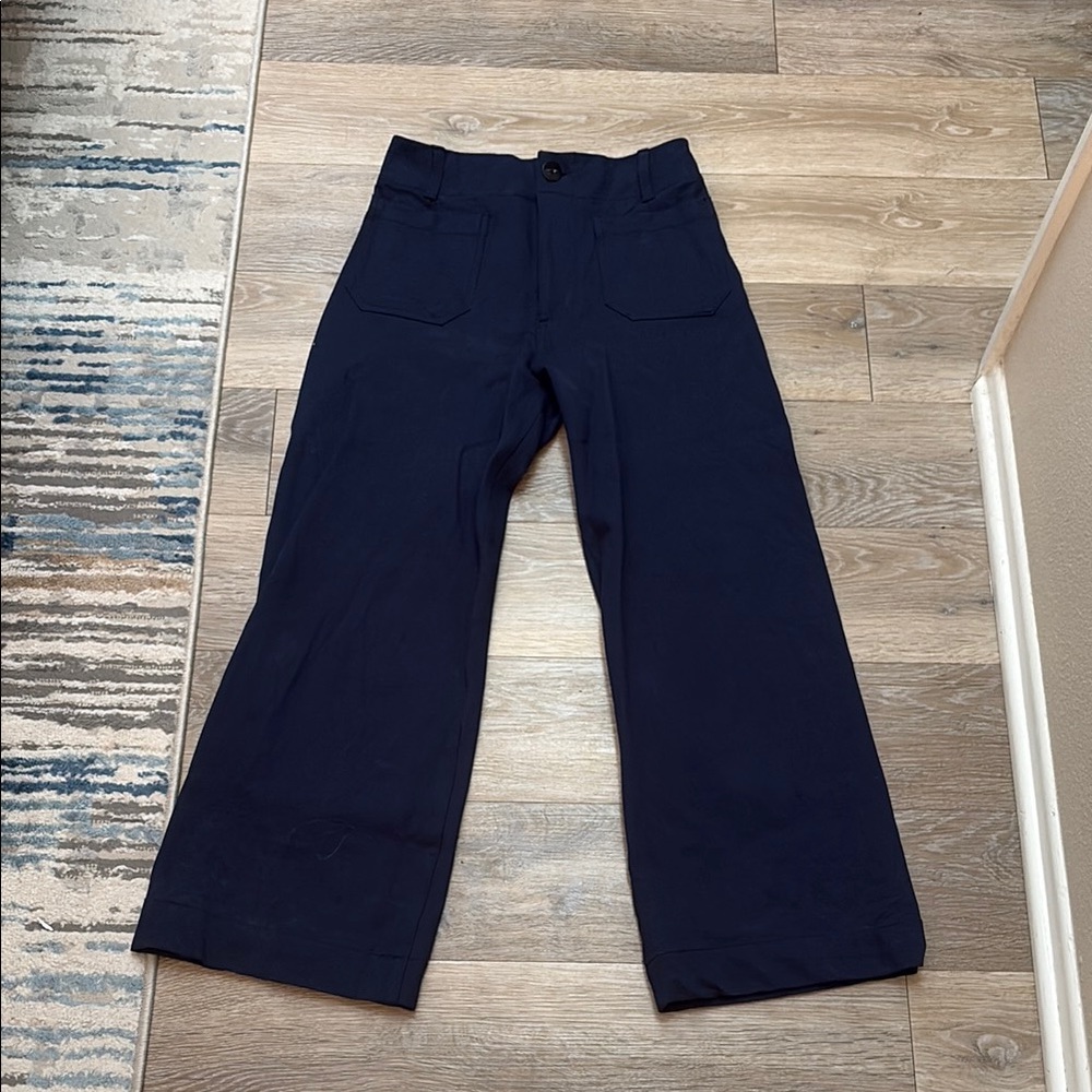 Anthropologie - Maeve- Navy Wide-Leg stretch Pants